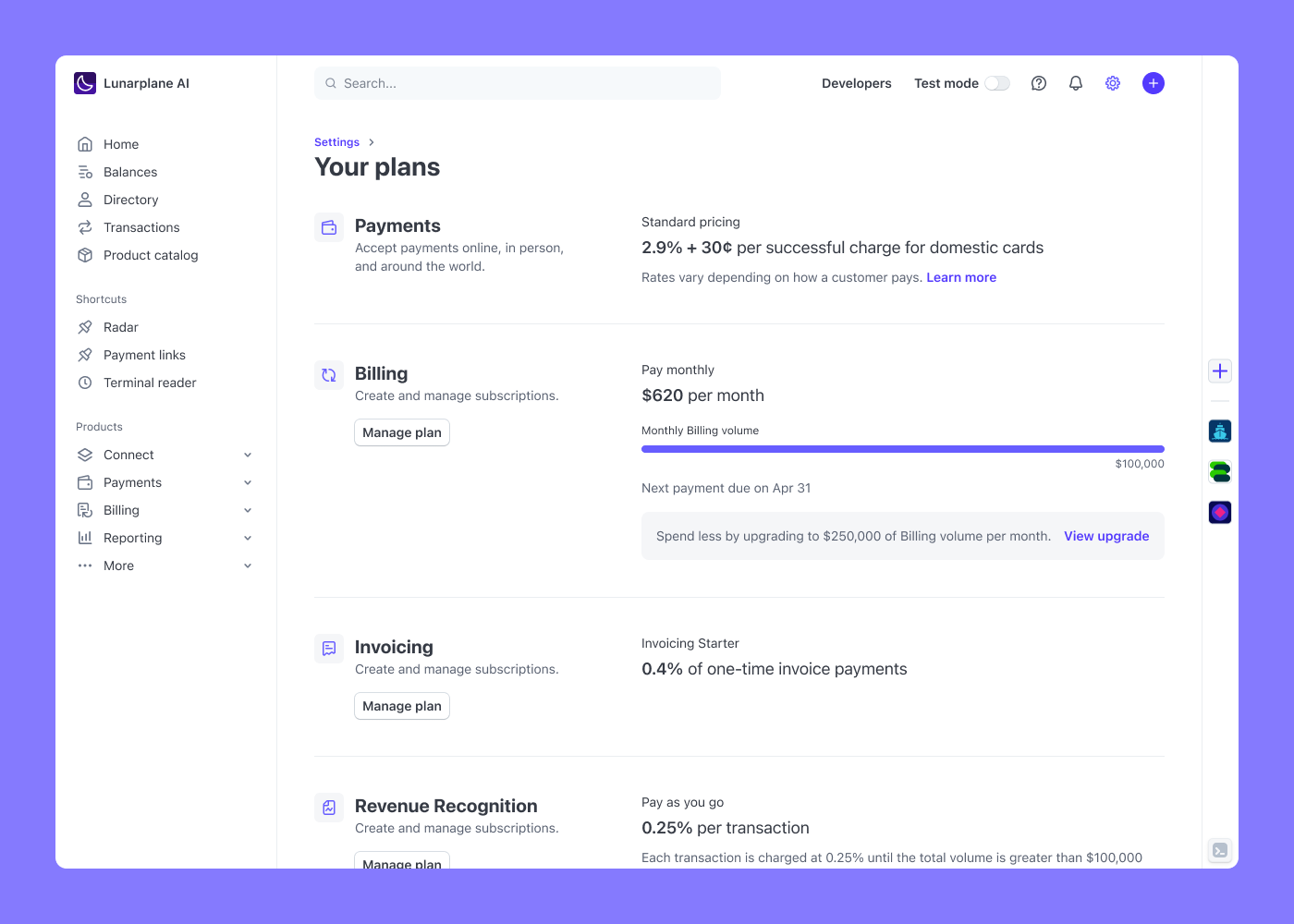 Stripe SaaS subscriptions - Your plans